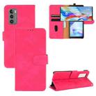 For LG Wing 5G Solid Color Skin Feel Magnetic Buckle Horizontal Flip Calf Texture PU Leather Case with Holder & Card Slots & Wallet(Rose Red) - 1