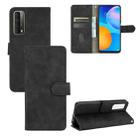 For Huawei P Smart 2021 / Y7A Solid Color Skin Feel Magnetic Buckle Horizontal Flip Calf Texture PU Leather Case with Holder & Card Slots & Wallet(Black) - 1