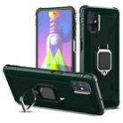 For Samsung Galaxy M51 Carbon Fiber Protective Case with 360 Degree Rotating Ring Holder(Green) - 1