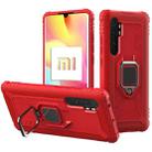For Xiaomi Mi Note 10 Lite Carbon Fiber Protective Case with 360 Degree Rotating Ring Holder(Red) - 1