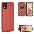 For LG K42 Carbon Fiber Texture Horizontal Flip TPU + PC + PU Leather Case with Card Slot(Brown) - 1