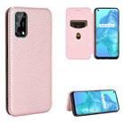 For OPPO Realme V5 / Realme Q2 Carbon Fiber Texture Horizontal Flip TPU + PC + PU Leather Case with Card Slot(Pink) - 1