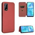 For OPPO Realme V5 / Realme Q2 Carbon Fiber Texture Horizontal Flip TPU + PC + PU Leather Case with Card Slot(Brown) - 1