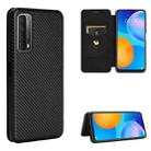 For Huawei P Smart 2021 / Y7A Carbon Fiber Texture Horizontal Flip TPU + PC + PU Leather Case with Card Slot(Black) - 1