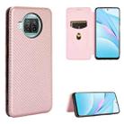 For Xiaomi Mi 10T Lite Carbon Fiber Texture Horizontal Flip TPU + PC + PU Leather Case with Card Slot(Pink) - 1