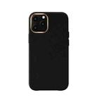 Mutural Shockproof PU+PC+Microfiber+Metal Frame Protective Case For iPhone 12 / 12 Pro(Black) - 1