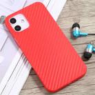 For iPhone 12 mini Carbon Fiber Texture PP Protective Case (Red) - 1