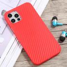 For iPhone 12 Pro Max Carbon Fiber Texture PP Protective Case(Red) - 1