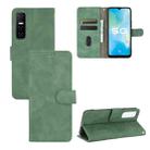 For vivo Y73s Solid Color Skin Feel Magnetic Buckle Horizontal Flip Calf Texture PU Leather Case with Holder & Card Slots & Wallet(Green) - 1