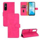 For vivo Y73s Solid Color Skin Feel Magnetic Buckle Horizontal Flip Calf Texture PU Leather Case with Holder & Card Slots & Wallet(Rose Red) - 1