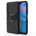 For Huawei P Smart (2021) PC + TPU Shockproof Protective Case with Magnetic Ring Holder(Black) - 1