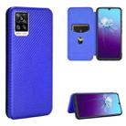 For vivo V20 4G (Indian Version) Carbon Fiber Texture Horizontal Flip TPU + PC + PU Leather Case with Card Slot(Blue) - 1