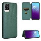 For vivo V20 4G (Indian Version) Carbon Fiber Texture Horizontal Flip TPU + PC + PU Leather Case with Card Slot(Green) - 1