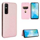 For vivo Y73s Carbon Fiber Texture Horizontal Flip TPU + PC + PU Leather Case with Card Slot(Pink) - 1
