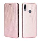 For Asus Zenfone Max (M2) ZB633KL Carbon Fiber Texture Horizontal Flip TPU + PC + PU Leather Case with Card Slot(Pink) - 2