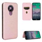 For Nokia 3.4 Carbon Fiber Texture Horizontal Flip TPU + PC + PU Leather Case with Card Slot(Pink) - 1