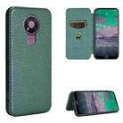 For Nokia 3.4 Carbon Fiber Texture Horizontal Flip TPU + PC + PU Leather Case with Card Slot(Green) - 1