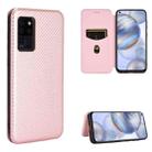 For Oukitel C21 Carbon Fiber Texture Horizontal Flip TPU + PC + PU Leather Case with Card Slot(Pink) - 1