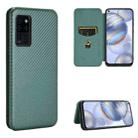 For Oukitel C21 Carbon Fiber Texture Horizontal Flip TPU + PC + PU Leather Case with Card Slot(Green) - 1