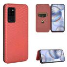 For Oukitel C21 Carbon Fiber Texture Horizontal Flip TPU + PC + PU Leather Case with Card Slot(Brown) - 1