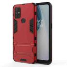 For OnePlus Nord N10 5G Shockproof PC + TPU Protective Case with Hidden Holder(Red) - 1