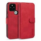 For Google Pixel 5 XL / Pixel 4A 5G DG.MING Retro Oil Side Horizontal Flip Case with Holder & Card Slots & Wallet(Red) - 1