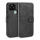 For Google Pixel 5 XL / Pixel 4A 5G DG.MING Retro Oil Side Horizontal Flip Case with Holder & Card Slots & Wallet(Black) - 1