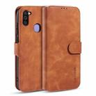 For Samsung Galaxy A11 (US Version) DG.MING Retro Oil Side Horizontal Flip Case with Holder & Card Slots & Wallet(Brown) - 1