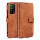 For Xiaomi Mi 10T / 10T Pro DG.MING Retro Oil Side Horizontal Flip Case with Holder & Card Slots & Wallet(Brown) - 1