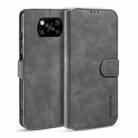 For Xiaomi Poco X3 NFC DG.MING Retro Oil Side Horizontal Flip Case with Holder & Card Slots & Wallet(Grey) - 1