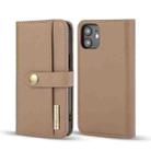 DG.MING Lambskin Detachable Horizontal Flip Magnetic Case For iPhone 12 mini(Brown) - 1