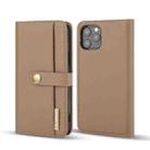 DG.MING Lambskin Detachable Horizontal Flip Magnetic Case For iPhone 12 Pro Max(Brown) - 1