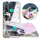 For Huawei P Smart 2020 Flat Plating Splicing Gilding Protective Case(Grey Pink White Marble Color Matching) - 1