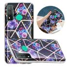 For Huawei P Smart 2020 Flat Plating Splicing Gilding Protective Case(Black Background Flower Matching Color) - 1