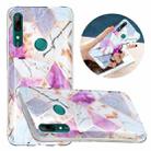 For Huawei P Smart Z Flat Plating Splicing Gilding Protective Case(Purple White Marble Color Matching) - 1