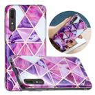 For Huawei P20 Flat Plating Splicing Gilding Protective Case(Rose Red Purple Color Matching) - 1