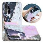 For Huawei P20 Flat Plating Splicing Gilding Protective Case(Grey Pink White Marble Color Matching) - 1