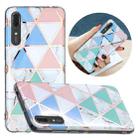 For Huawei P20 Flat Plating Splicing Gilding Protective Case(Blue White Green Pink Color Matching) - 1
