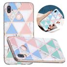 For Huawei P20 Lite Flat Plating Splicing Gilding Protective Case(Blue White Green Pink Color Matching) - 1