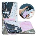 For Huawei P30 Lite Flat Plating Splicing Gilding Protective Case(Grey Pink White Marble Color Matching) - 1
