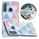 For Huawei P30 Lite Flat Plating Splicing Gilding Protective Case(Blue White Green Pink Color Matching) - 1