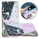 For Huawei P30 Pro Flat Plating Splicing Gilding Protective Case(Grey Pink White Marble Color Matching) - 1