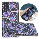 For Huawei P30 Pro Flat Plating Splicing Gilding Protective Case(Black Background Flower Matching Color) - 1