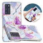 For Huawei P40 Flat Plating Splicing Gilding Protective Case(Purple White Marble Color Matching) - 1