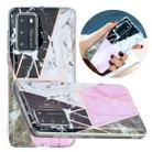 For Huawei P40 Flat Plating Splicing Gilding Protective Case(Grey Pink White Marble Color Matching) - 1