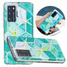 For Huawei P40 Flat Plating Splicing Gilding Protective Case(Green Glitter Color Matching) - 1