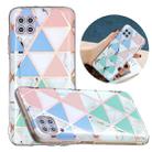 For Huawei P40 Lite Flat Plating Splicing Gilding Protective Case(Blue White Green Pink Color Matching) - 1