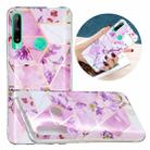 For Huawei P40 Lite E Flat Plating Splicing Gilding Protective Case(Purple Flowers Color Matching) - 1