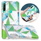 For Huawei P40 Lite E Flat Plating Splicing Gilding Protective Case(Green Triangle Body Color Matching) - 1