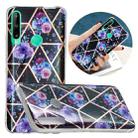For Huawei Y7p Flat Plating Splicing Gilding Protective Case(Black Background Flower Matching Color) - 1